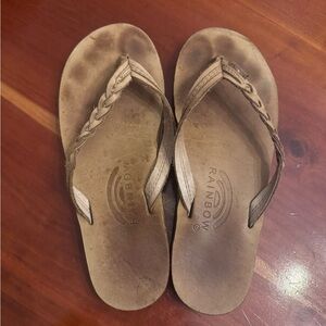 Rainbow Flirty Braidy flip flops